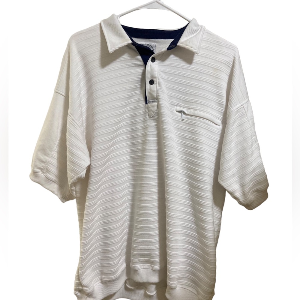 Nice Vintage Greenline International White Ribbed Polo Retro Men’s L / XL Rare